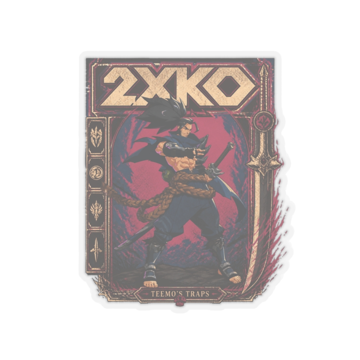 2XKO " in bold retro typography at the top center. " Sticker