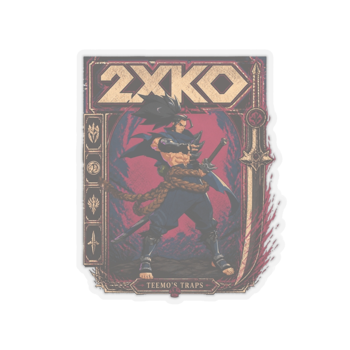 2XKO " in bold retro typography at the top center. " Sticker