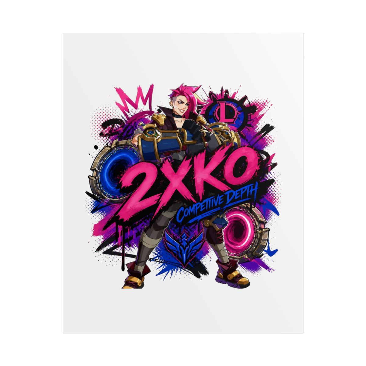 2XKO " in bold graffiti-style font at the center. " Poster