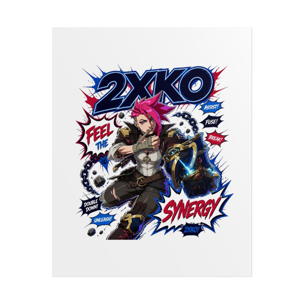 2XKO " in bold comic font at the top. " Poster — official 2XKO Accessories