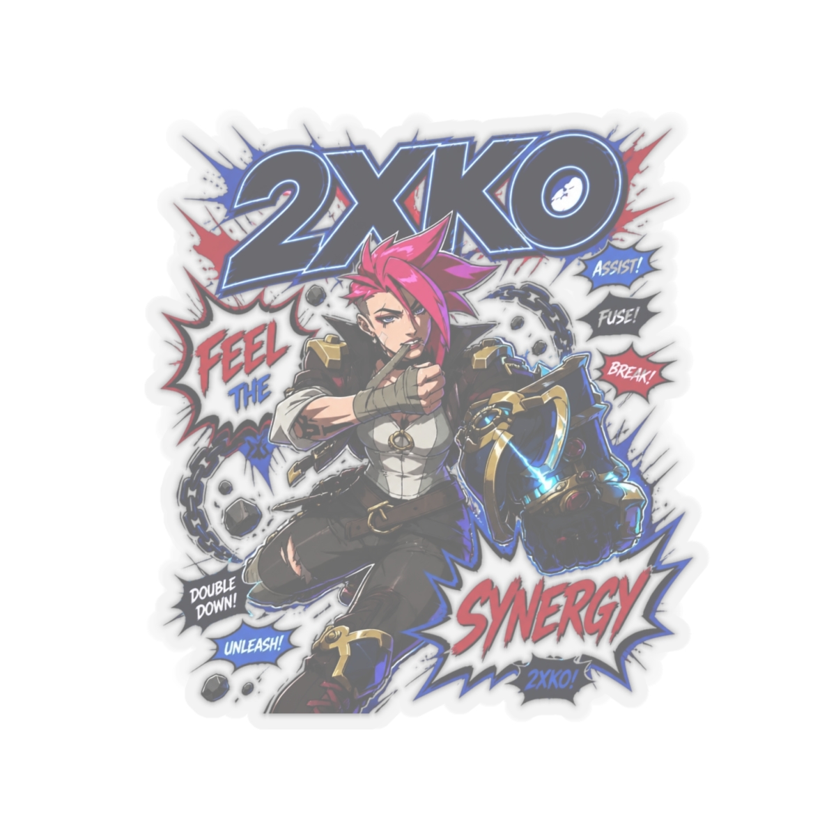 2XKO " in bold comic font at the top. " Sticker