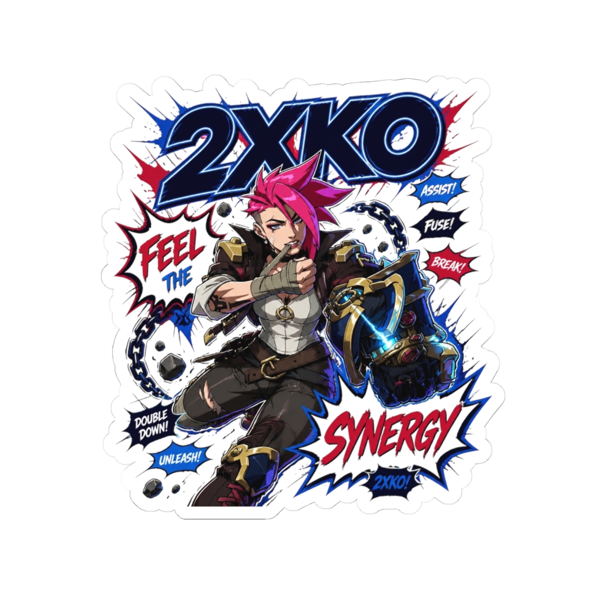 2XKO " in bold comic font at the top. " Sticker